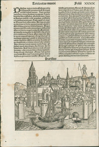 Schedel, View of Paris with View of Mainz to verso — Liber Chronicarum, 1493