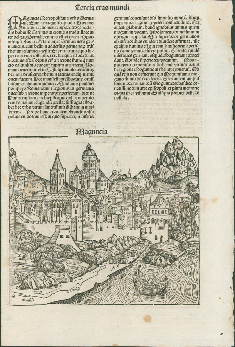 Schedel, View of Paris with View of Mainz to verso — Liber Chronicarum, 1493