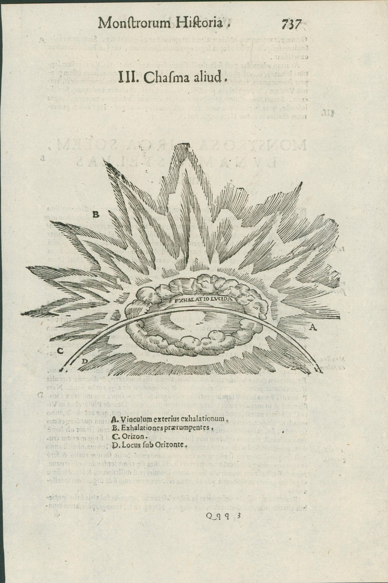 Aldrovandi — Five Pages of Celestial and Atmospheric Prodigies from the Monstrorum Historia, Bologna 1640 - Huge Military Significance - Lumenrare Antique Prints & Maps