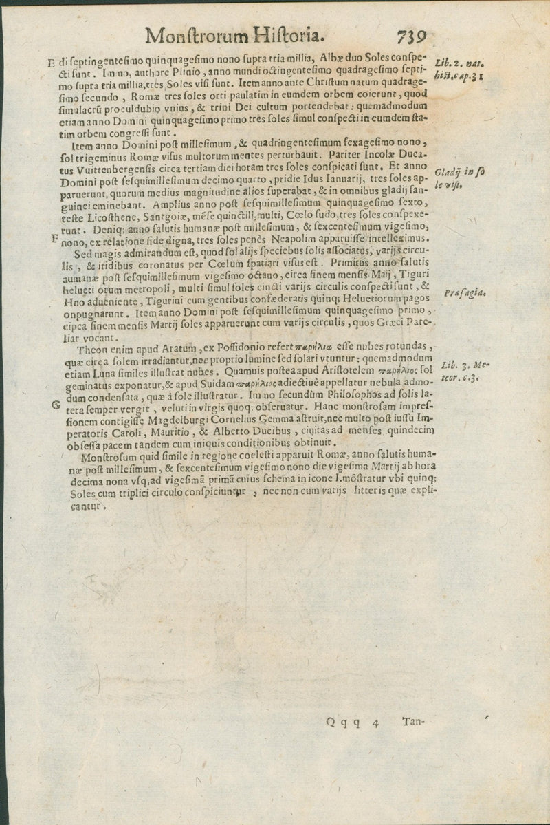 Aldrovandi — Five Pages of Celestial and Atmospheric Prodigies from the Monstrorum Historia, Bologna 1640 - Huge Military Significance - Lumenrare Antique Prints & Maps