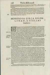 Aldrovandi — Five Pages of Celestial and Atmospheric Prodigies from the Monstrorum Historia, Bologna 1640 - Huge Military Significance - Lumenrare Antique Prints & Maps
