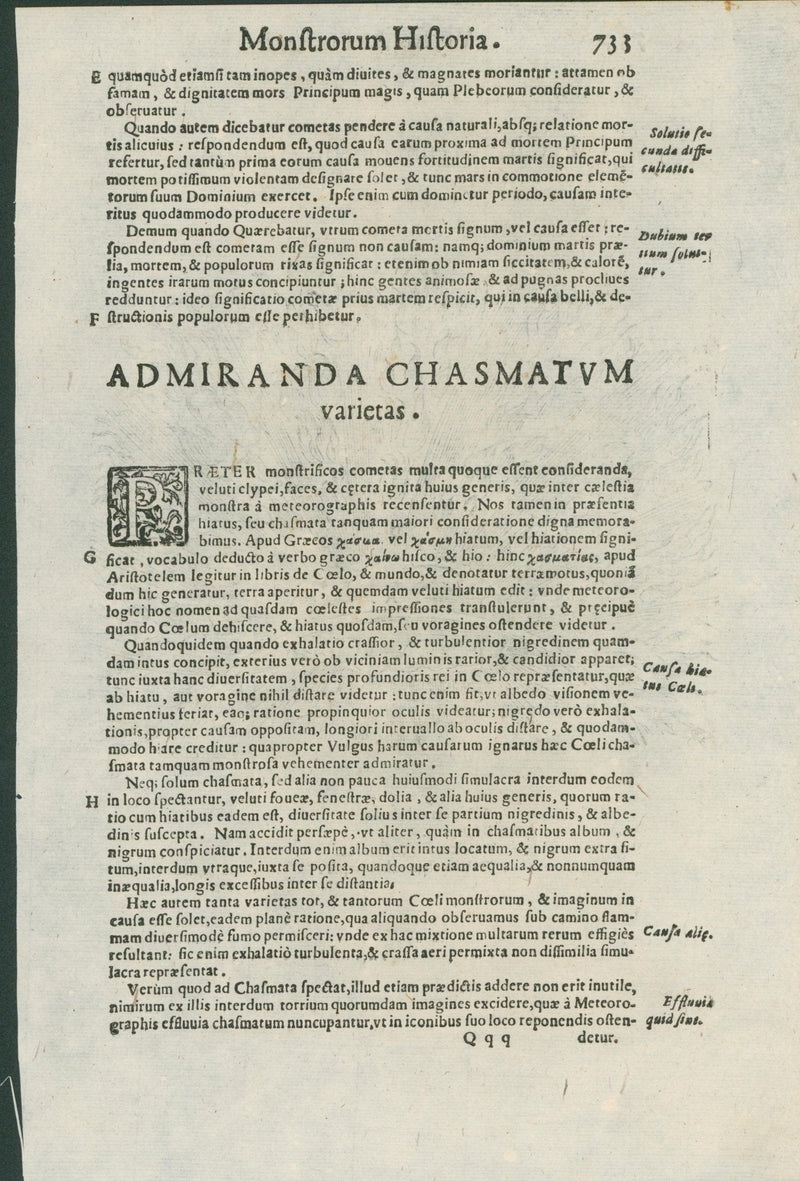 Aldrovandi — Five Pages of Celestial and Atmospheric Prodigies from the Monstrorum Historia, Bologna 1640 - Huge Military Significance - Lumenrare Antique Prints & Maps