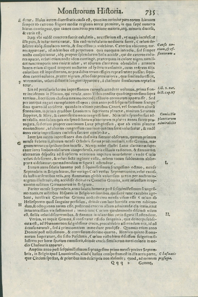 Aldrovandi — Five Pages of Celestial and Atmospheric Prodigies from the Monstrorum Historia, Bologna 1640 - Huge Military Significance - Lumenrare Antique Prints & Maps