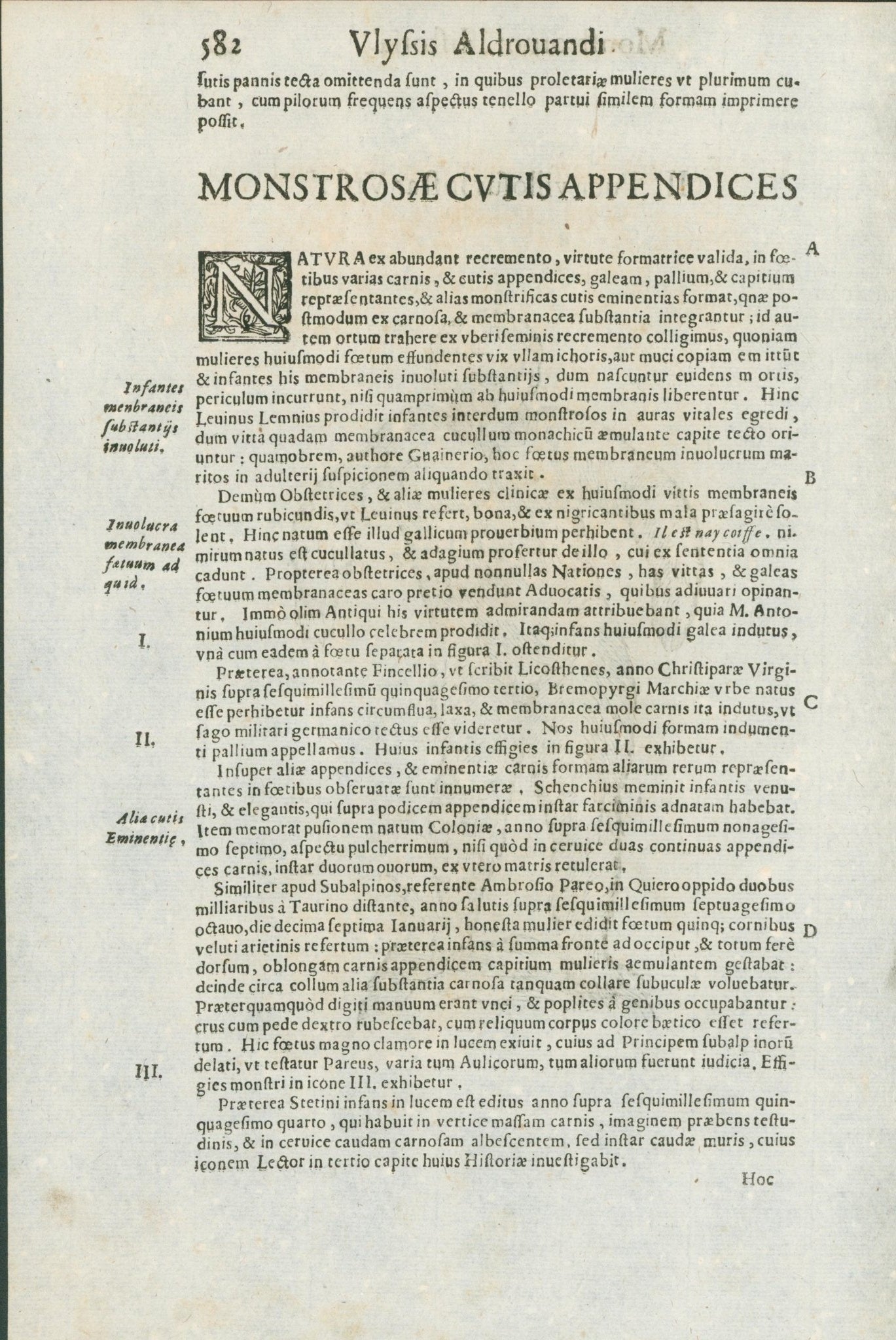 Aldrovandi — Seven Folio Leaves of Human Deformities and Monstrosities from the Monstrorum Historia, Bologna 1640 - Lumenrare Antique Prints & Maps