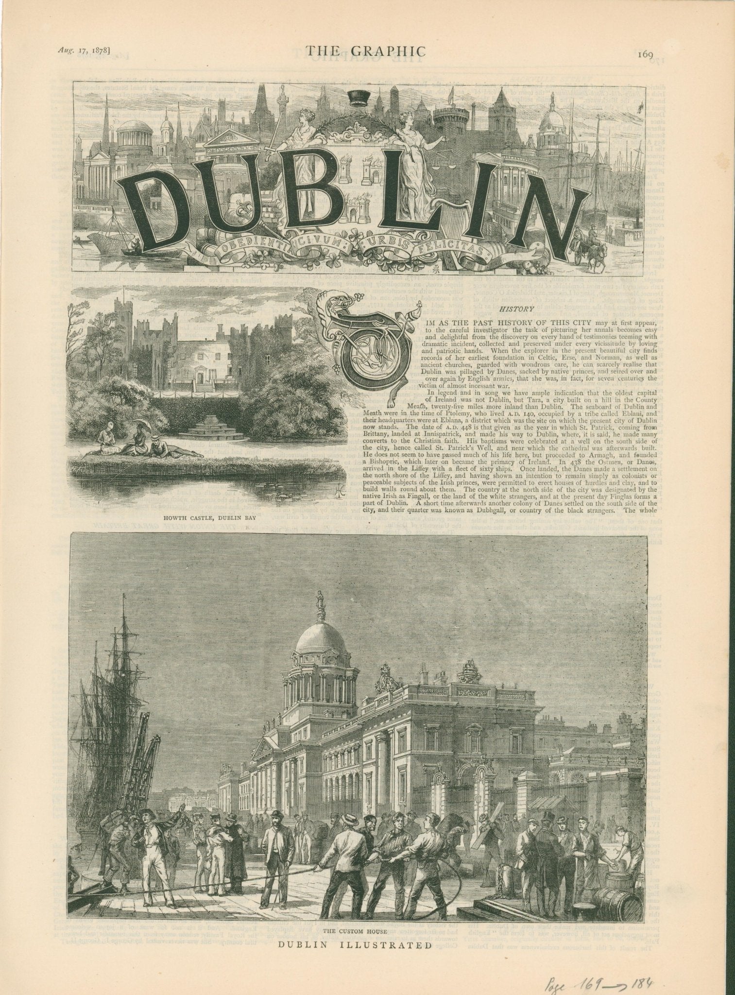 Dublin Illustrated — Complete 14 - Page Supplement from The Graphic, 17 August 1878 - Lumenrare Antique Prints & Maps
