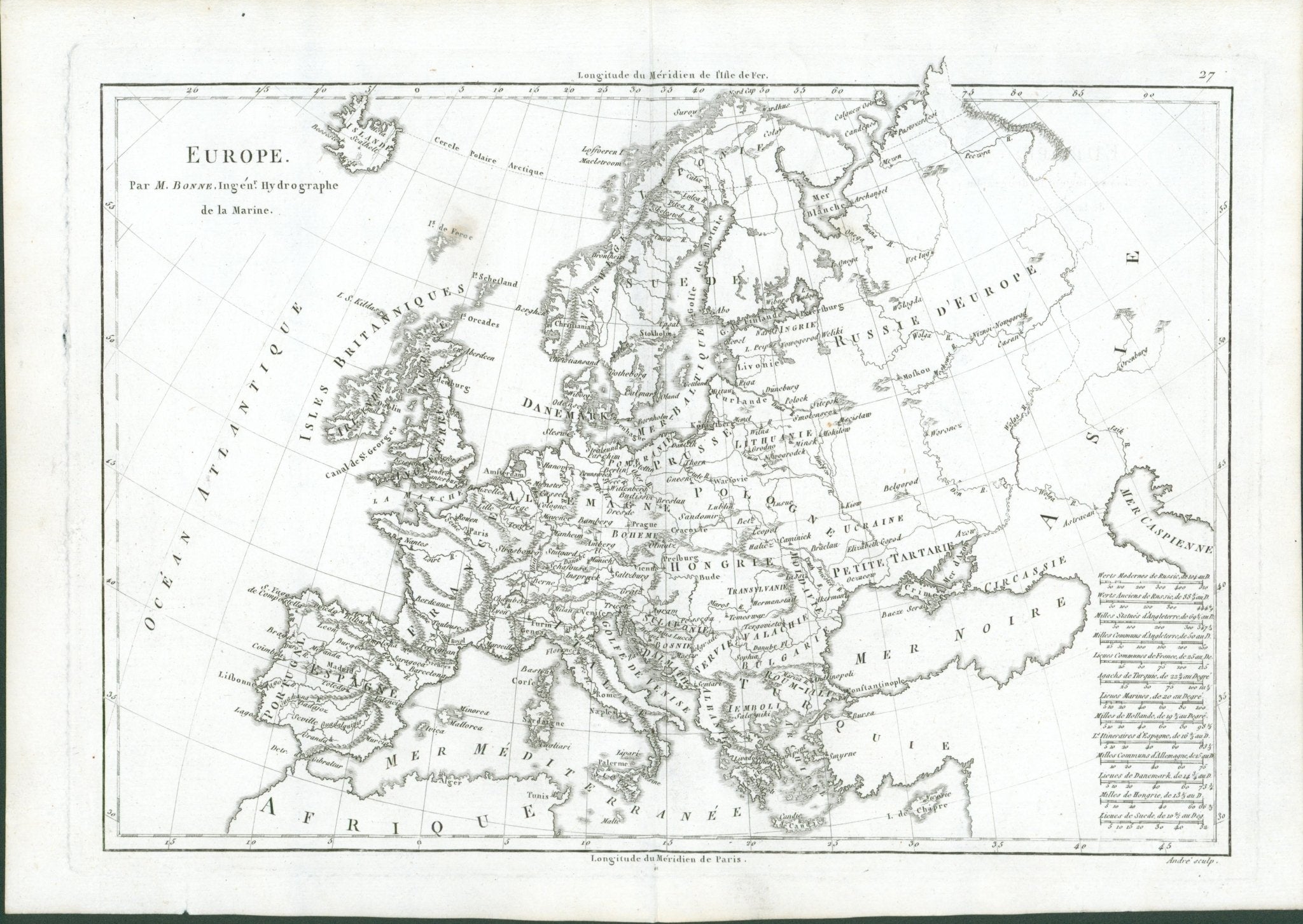 Europe – Rigobert Bonne, Atlas Encyclopédique (Paris, 1787–1788) - Lumenrare Antique Prints & Maps