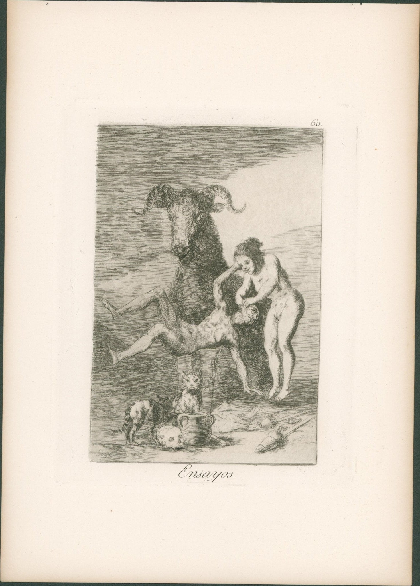 Francisco de Goya y Lucientes - Ensayos (Trials) - Plate 60 - c1900 - Lumenrare Antique Prints & Maps