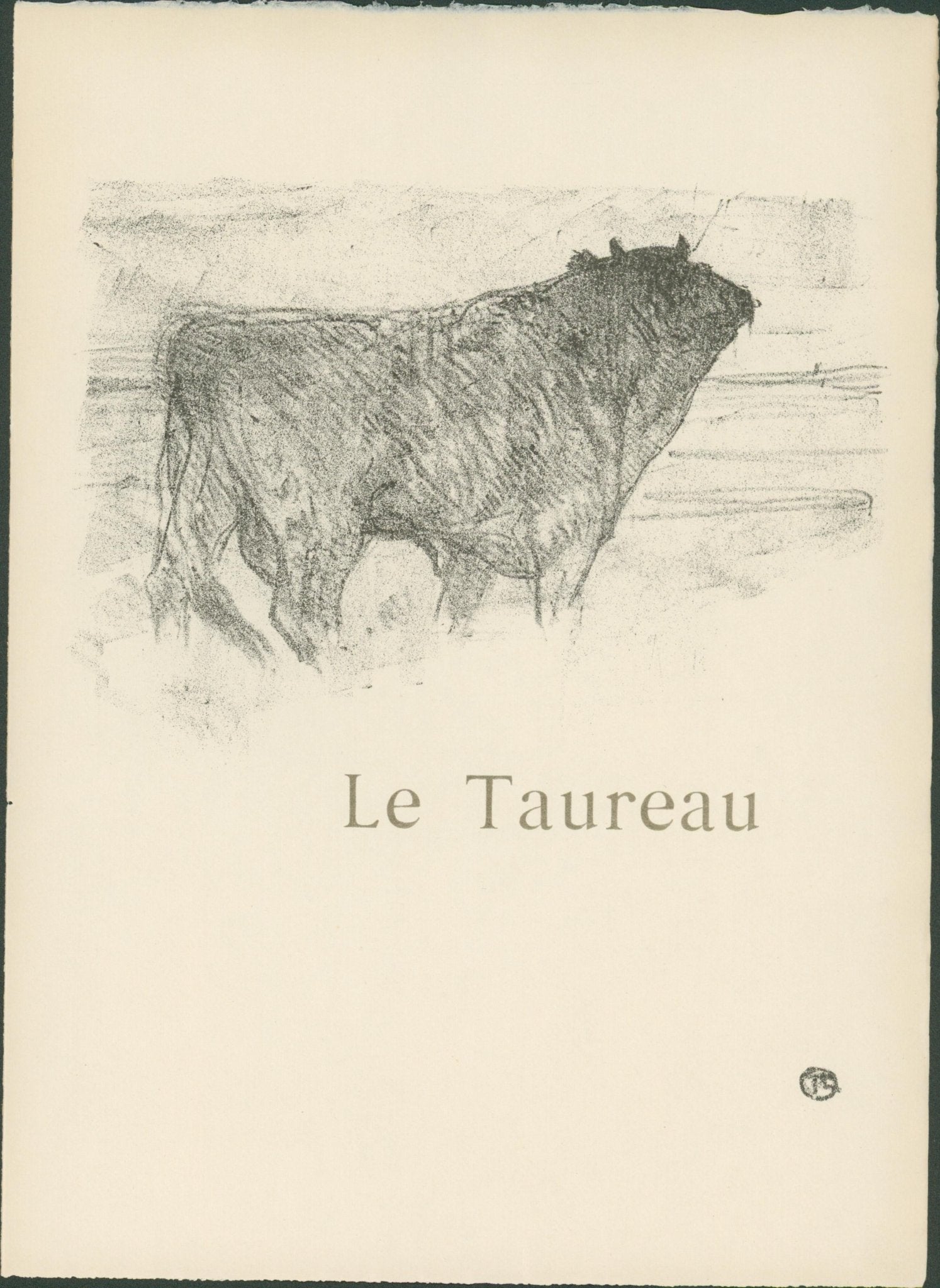 Henri de Toulouse - Lautrec — Histoires naturelles: Le Taureau (1899) - Lumenrare Antique Prints & Maps