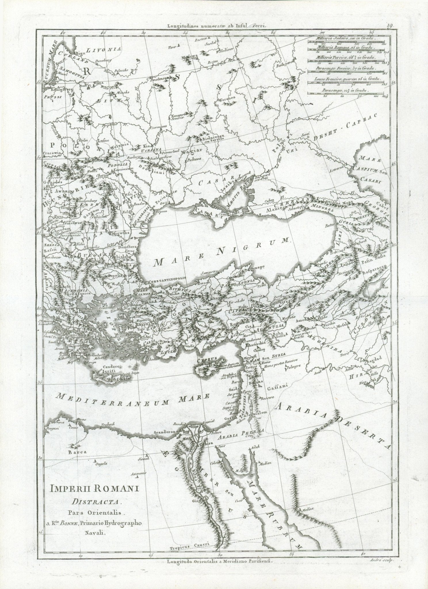 Imperii Romani Distracta Pars Orientalis, by R. Bonne, c.1770 - Lumenrare Antique Prints & Maps