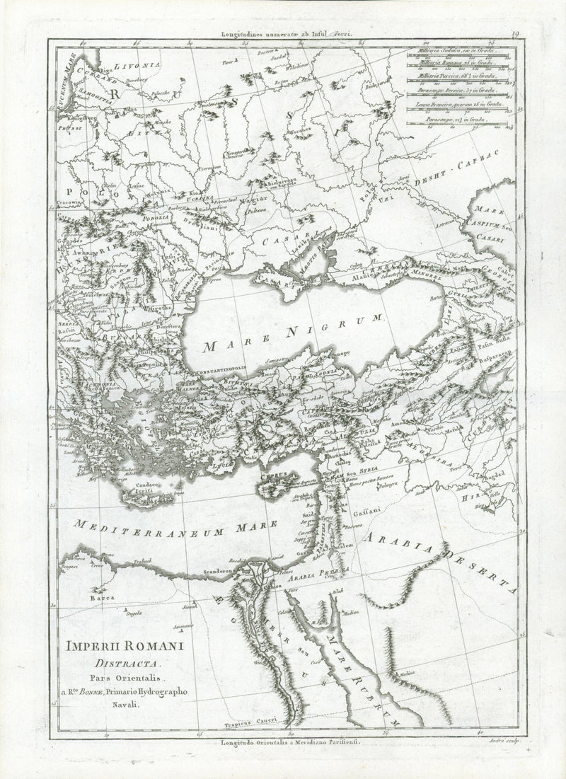 Imperii Romani Distracta Pars Orientalis, by R. Bonne, c.1770 - Lumenrare Antique Prints & Maps
