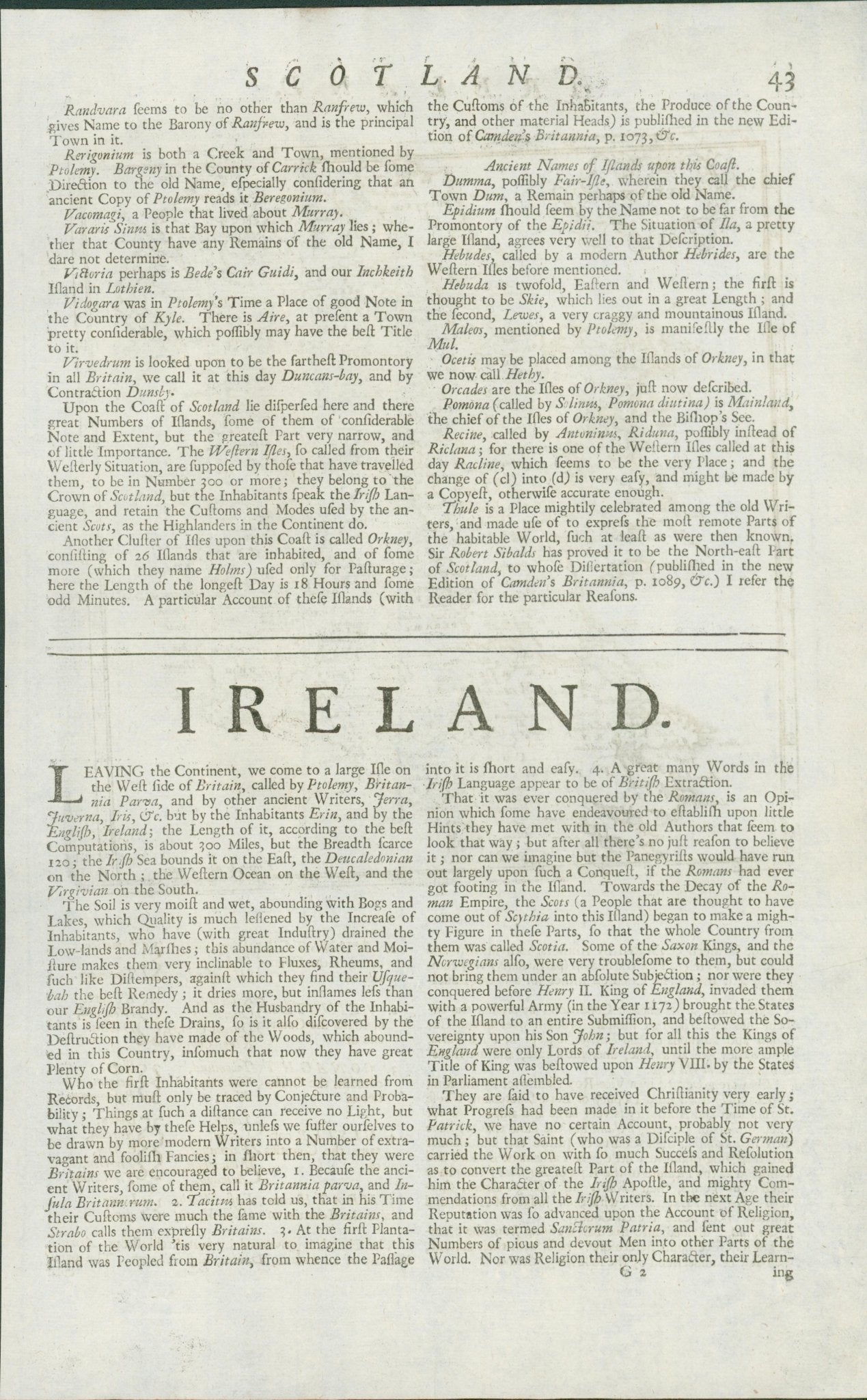 Ireland Map by Herman Moll - 1723 - Lumenrare Antique Prints & Maps