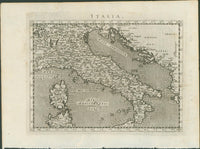 Magini, Italia and Sardinia et Sicilia — Geographiae Universae, Venice 1596 (pair, sold together) - Lumenrare Antique Prints & Maps