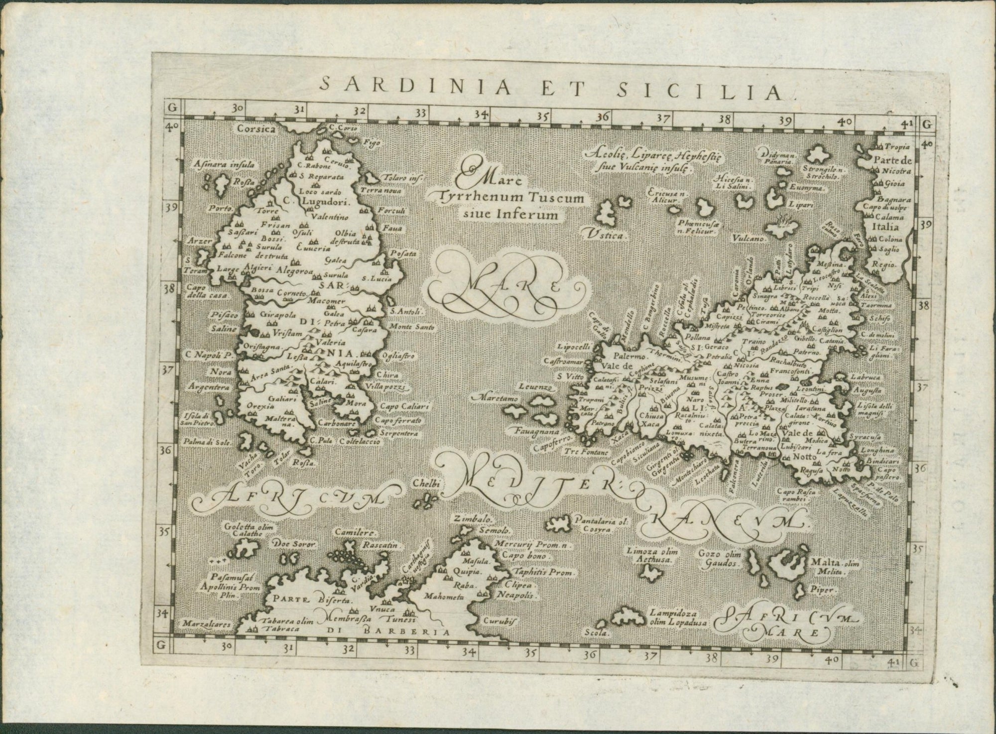Magini, Italia and Sardinia et Sicilia — Geographiae Universae, Venice 1596 (pair, sold together) - Lumenrare Antique Prints & Maps