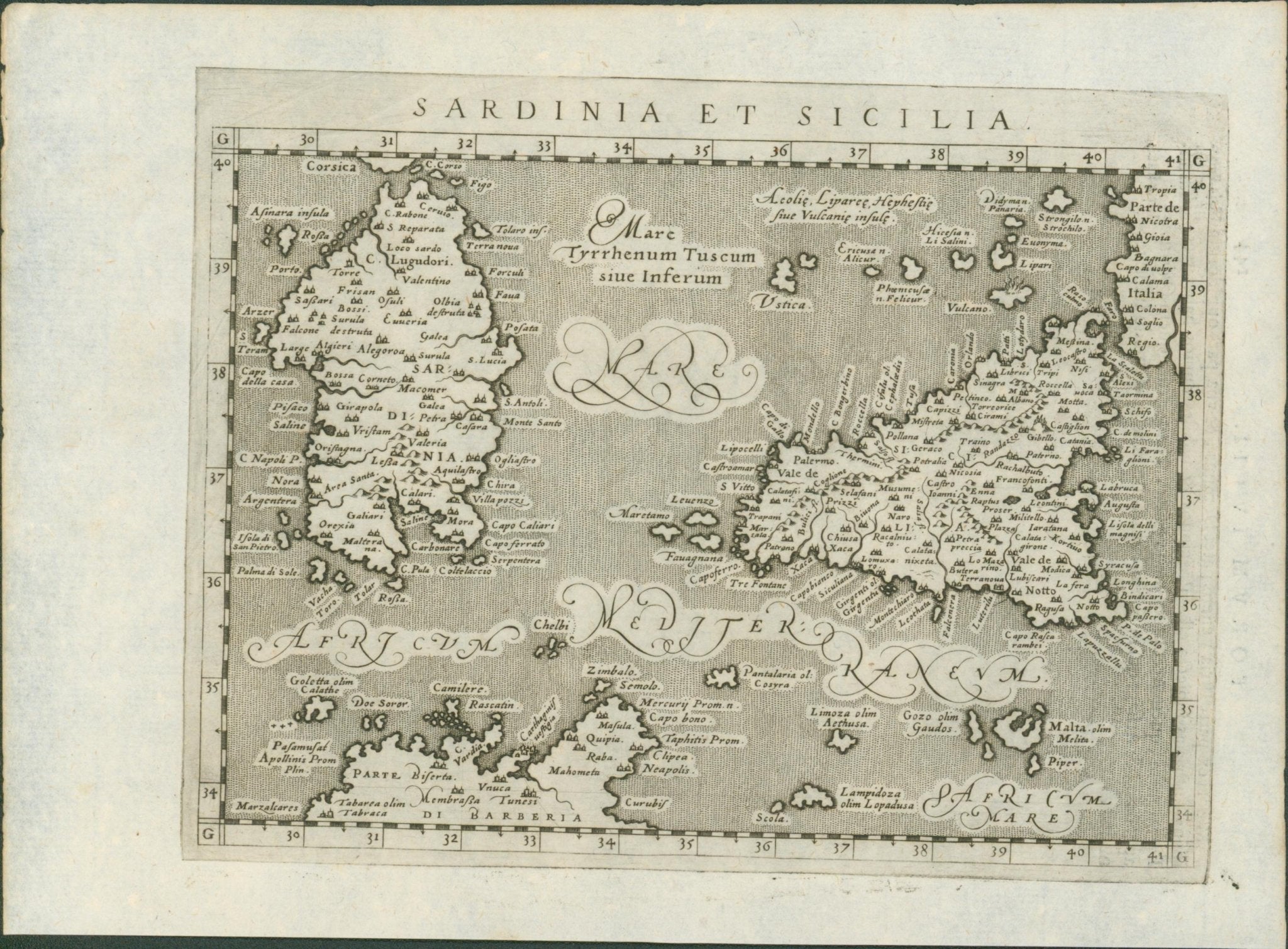 Magini, Italia and Sardinia et Sicilia — Geographiae Universae, Venice 1596 (pair, sold together) - Lumenrare Antique Prints & Maps