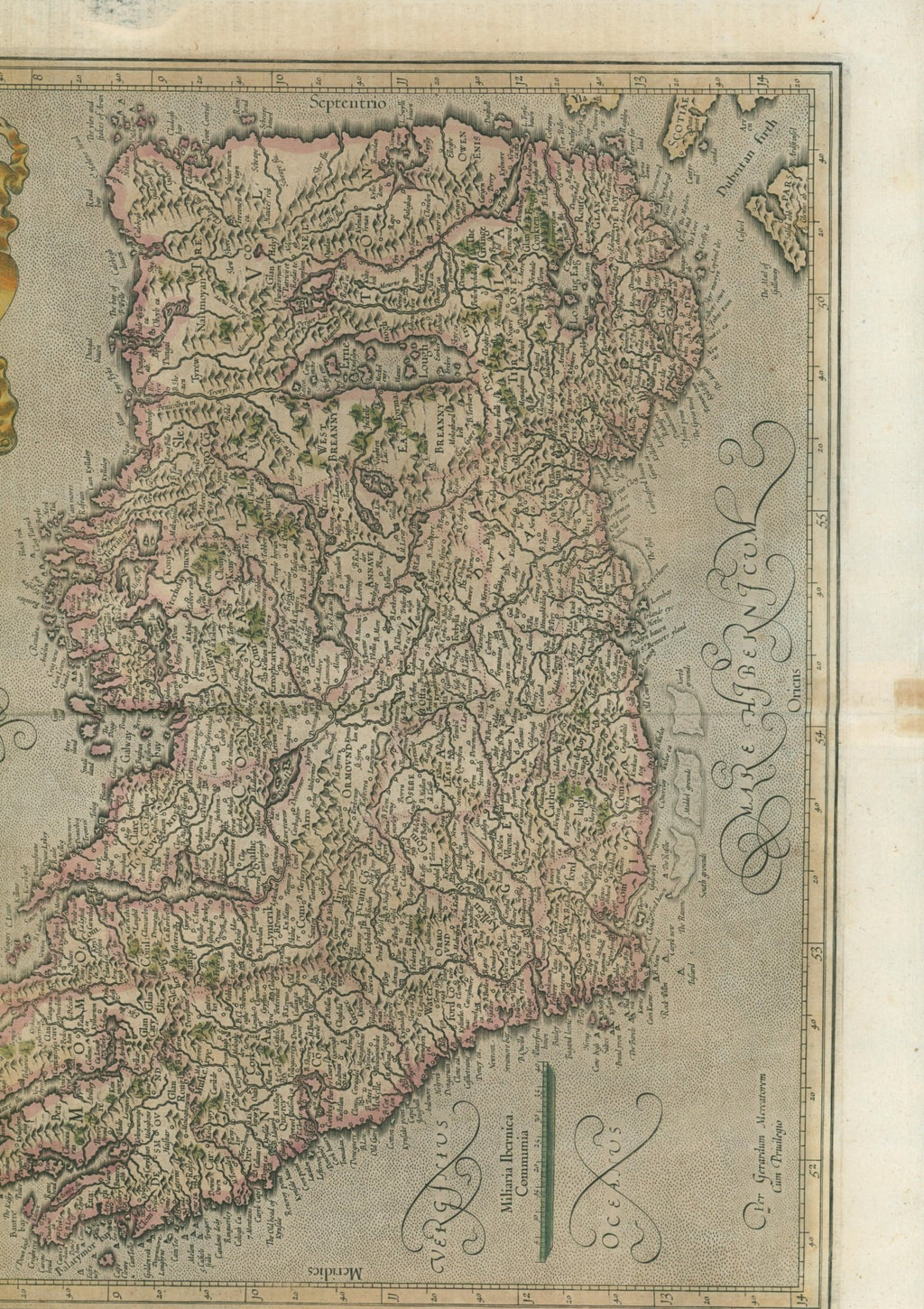 Mercator–Hondius Map of Ireland (Irlandiae Regnum), Dutch Edition, c.1630 - Lumenrare Antique Prints & Maps