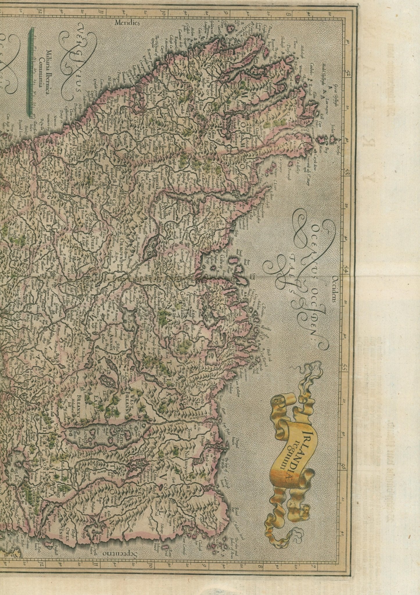 Mercator–Hondius Map of Ireland (Irlandiae Regnum), Dutch Edition, c.1630 - Lumenrare Antique Prints & Maps