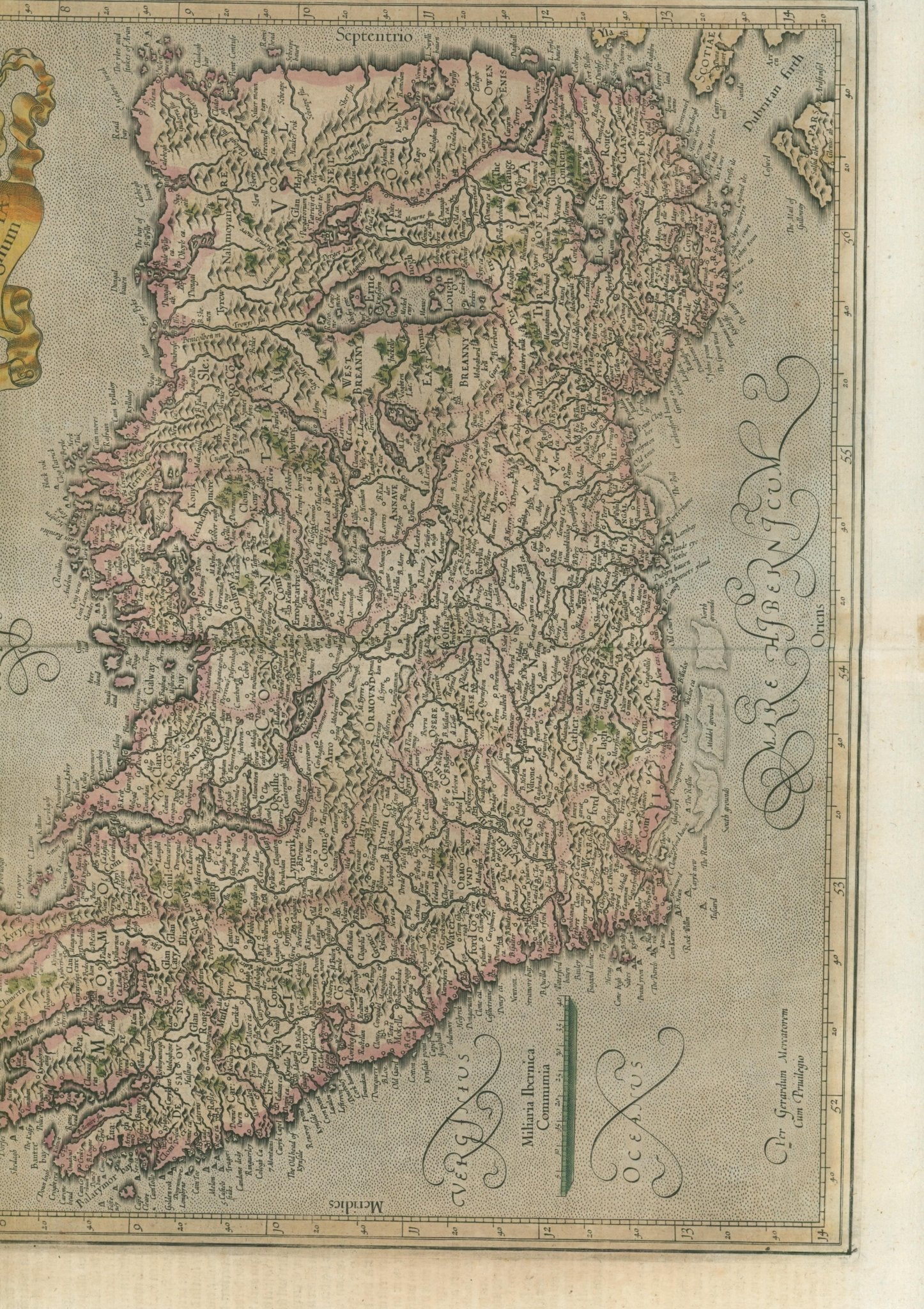 Mercator–Hondius Map of Ireland (Irlandiae Regnum), Dutch Edition, c.1630 - Lumenrare Antique Prints & Maps