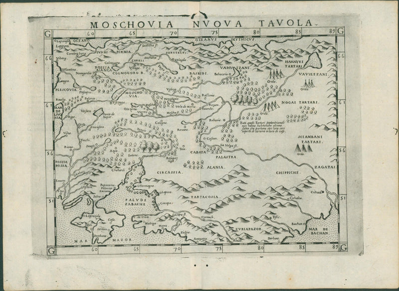 MOSCOVIA by Ruscelli — V Rare Map of Russia - c1561 - Lumenrare Antique Prints & Maps