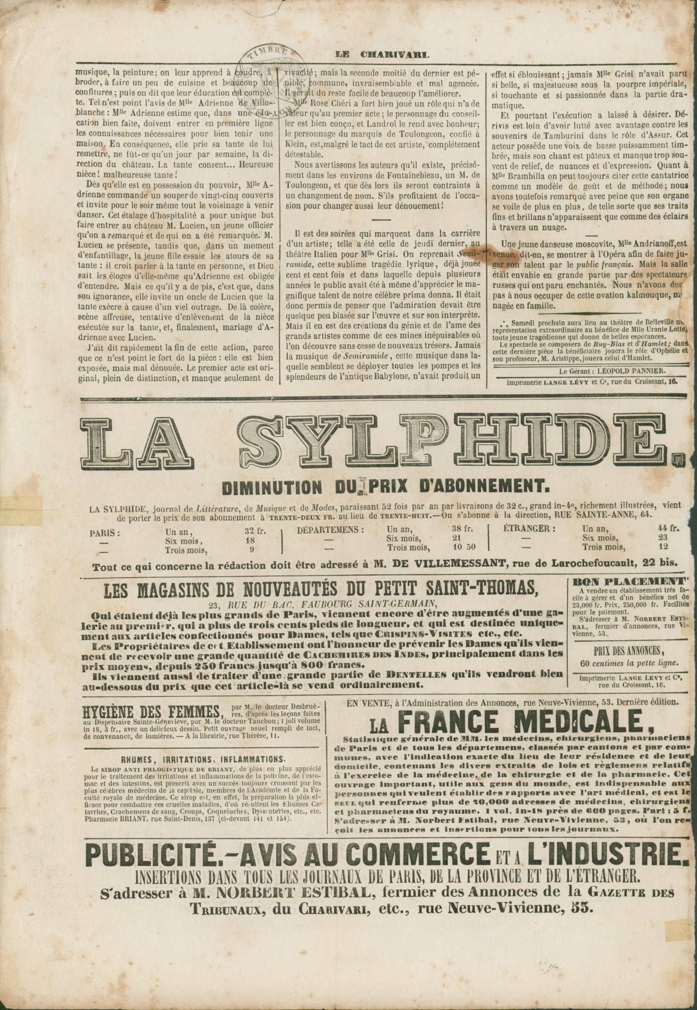 Mr Trottman en Irlande (No. 19) - Le Charivari (Paris), ca. 1845 - Lumenrare Antique Prints & Maps