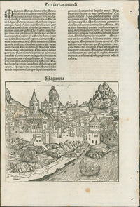 Schedel, View of Paris with View of Mainz to verso — Liber Chronicarum, 1493 - Lumenrare Antique Prints & Maps