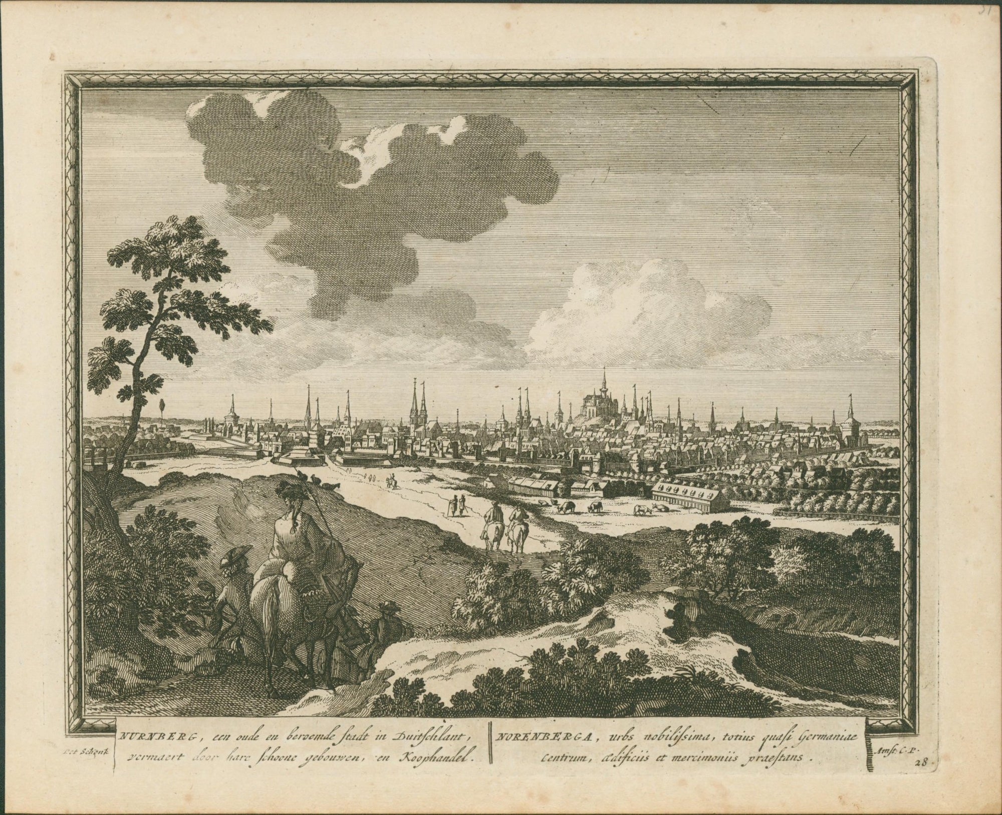 Schenk, View of Nuremberg (Nuremberga) — Hecatompolis, c.1702 - Lumenrare Antique Prints & Maps