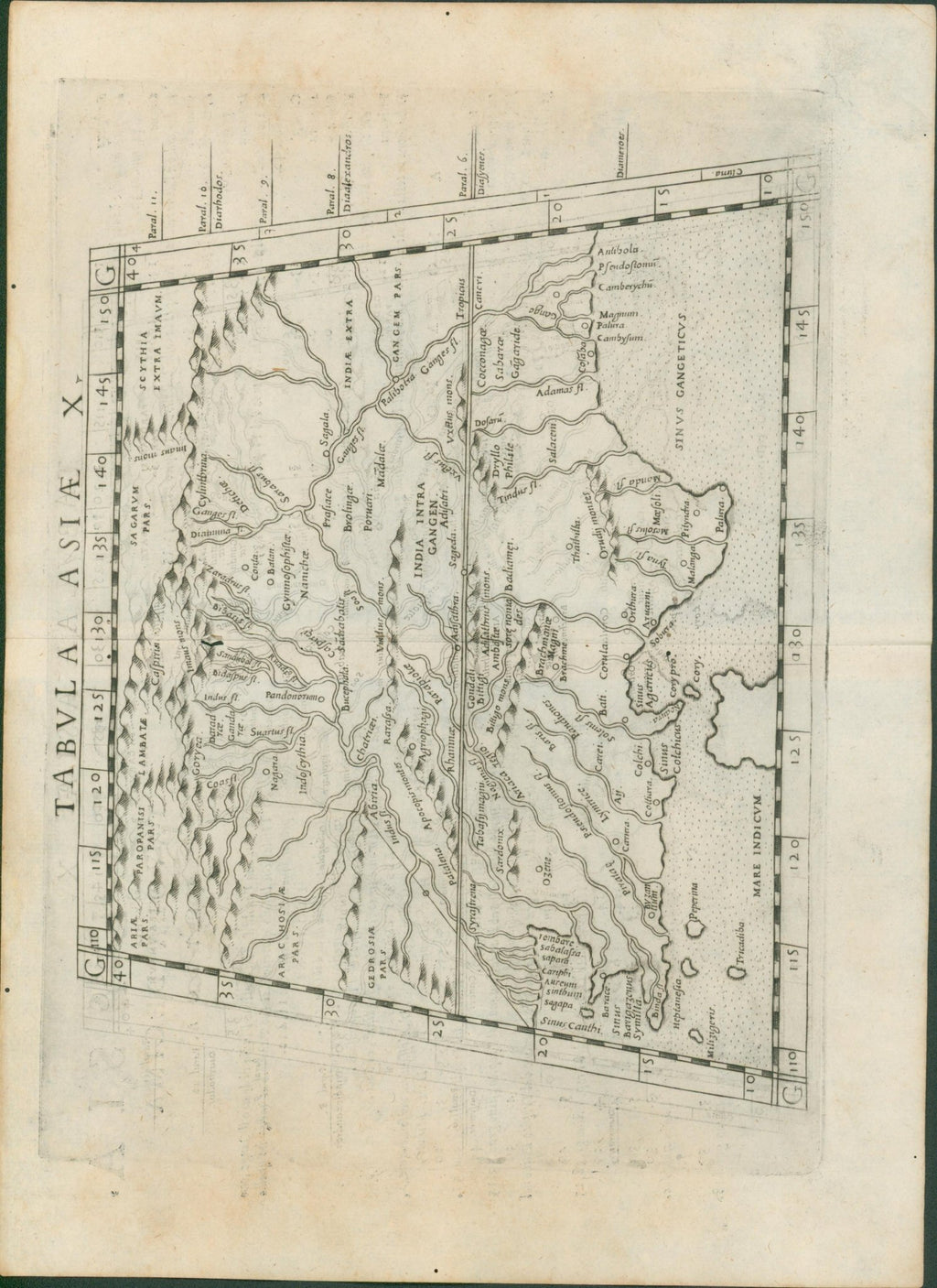 Tabula Asiae X – India Intra Gangem, from Ruscelli after Ptolemy, Venice 1574 - Lumenrare Antique Prints & Maps