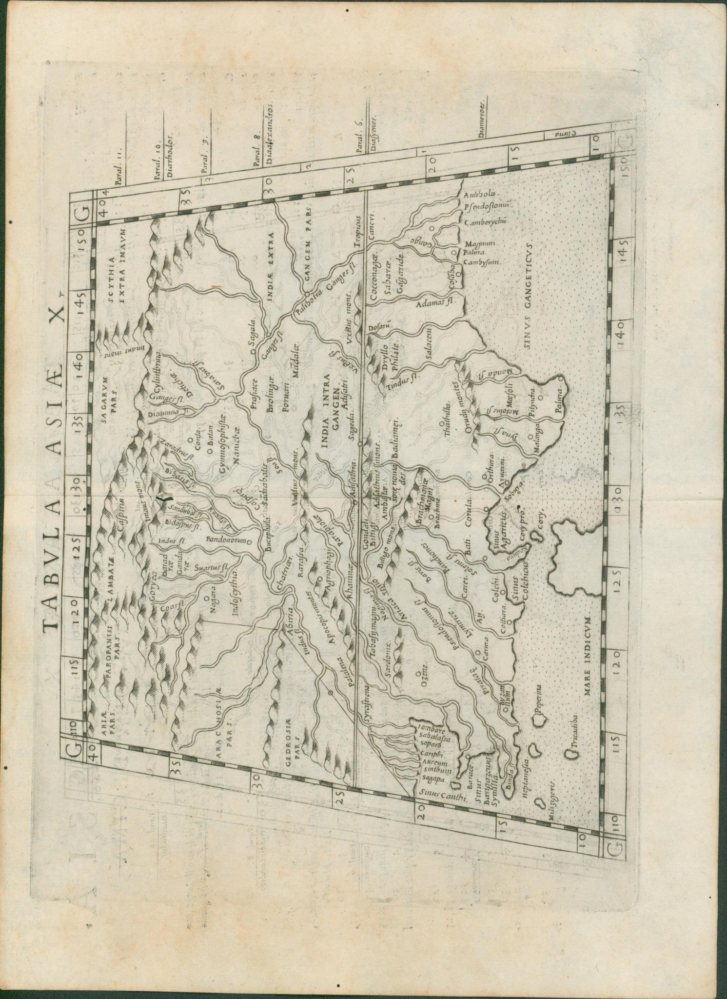 Tabula Asiae X – India Intra Gangem, from Ruscelli after Ptolemy, Venice 1574 - Lumenrare Antique Prints & Maps