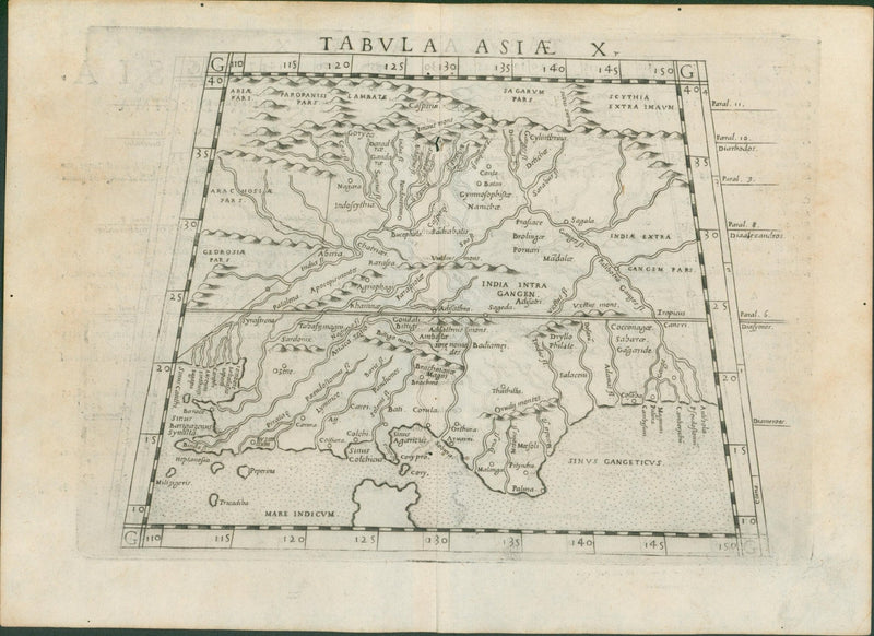 Tabula Asiae X – India Intra Gangem, from Ruscelli after Ptolemy, Venice 1574 - Lumenrare Antique Prints & Maps